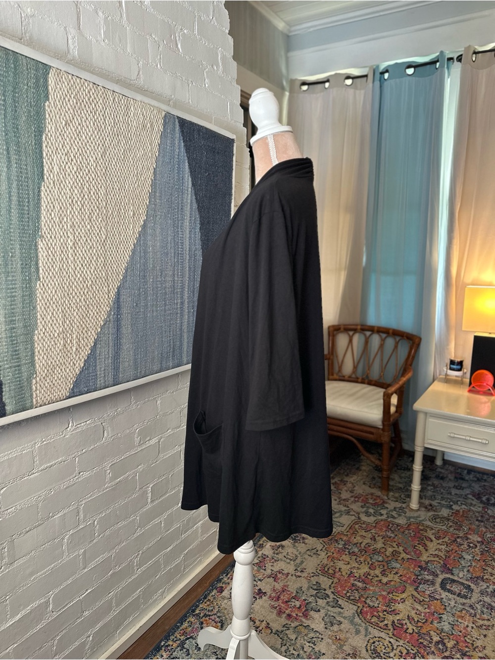 Shiali Black Knit Open Front ¾ Sleeve Cardigan - Picture 8 of 12